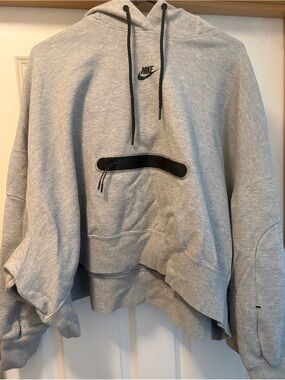 Nike Sportswear Tech Fleece Cropped Hoodie Grey DR4973-063 Womens Large XXL